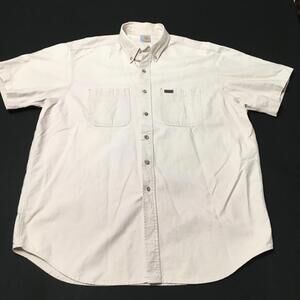 Carhartt Mens Button Down Beige  XXL Workwear Short Sleeve